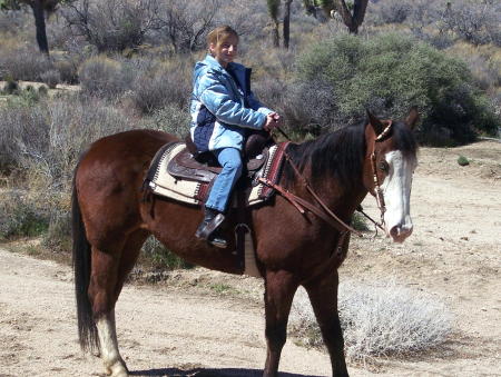 Jackie on Jimmy in Pioneer Town, before the fire!