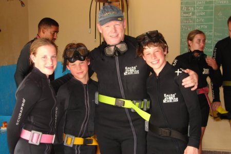 Scuba diving for the first time with my three oldest kids