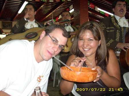 Rob and Me enjoying a "cazuela" while listening to Mariachi in Guadalajara, Jalisco.