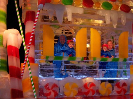 Family picture in the ICE Gingerbread house