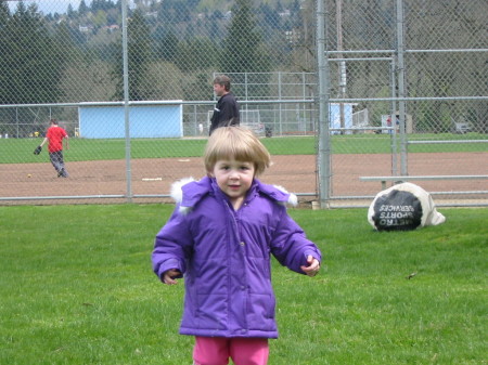 Emily playing t-ball