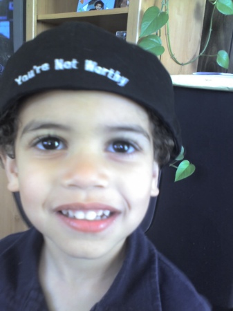 Jackson stealing dads baseball hat