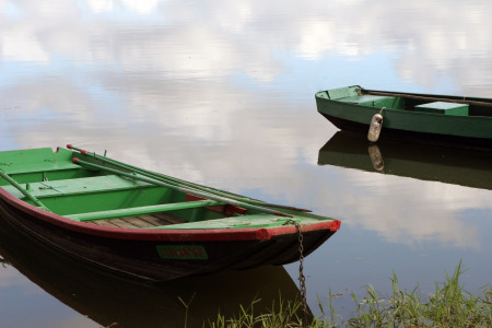 Boats on the Loire River in France