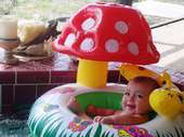 My beautiful grand daughter Scarlett in my hot tub.