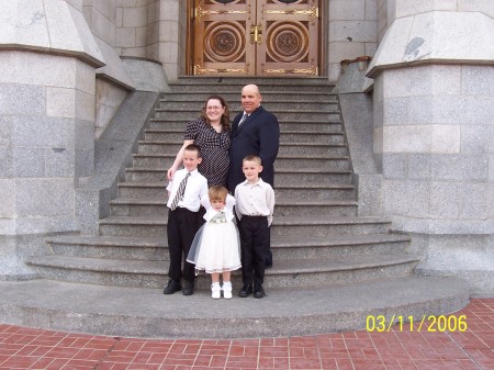 My family in front of the doors of the Salt Lake Temple