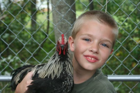Preston with Elvis the Rooster