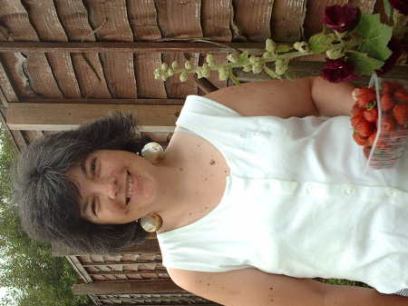 self with home grown strawberries