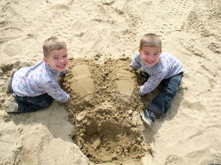 Ryan and Anthony playing in the sand at Pismo
