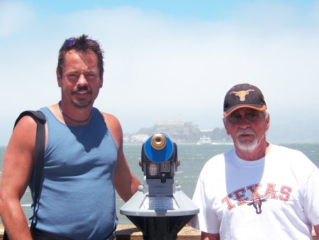 Dad and I with Alcatraz in rear...