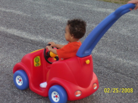 Jonathan driving his car.