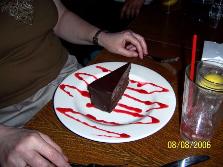 Chocolate Cheese Cake W/Red Raspberry Syrup...