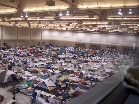 Half of the shelter we worked in after Katrina