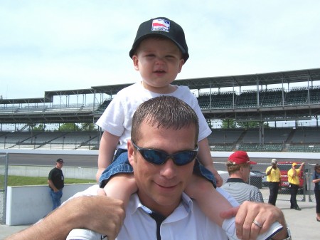 Logan and Daddy at the track