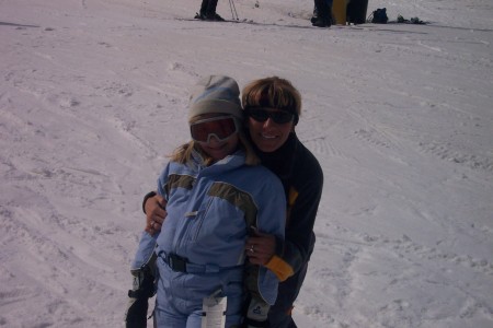 My daughter Mayci and I Snowboarding