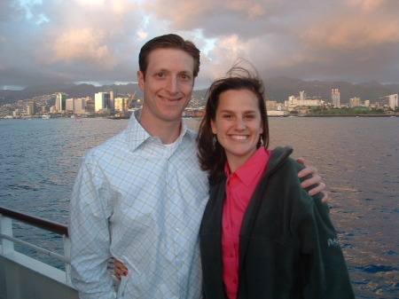 Scott & wife Sarah on a Honolulu sunset dinner cruise