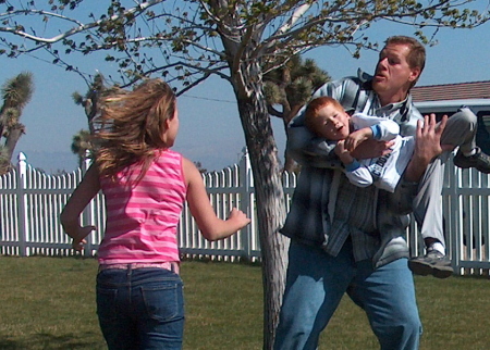 My brother Ron and my two kids playing as always