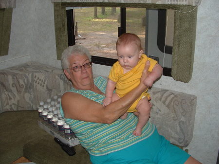 Mom and Noah camping