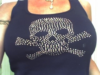 Jen in skull & cross bones