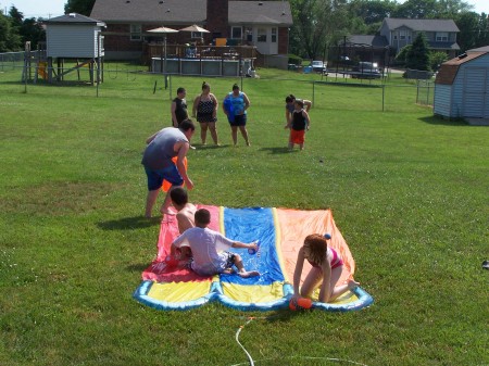 The big kids loved the 3 lane slip and slide