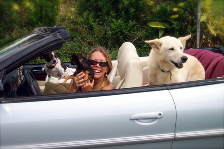 Jilda cruizin' with her dogs