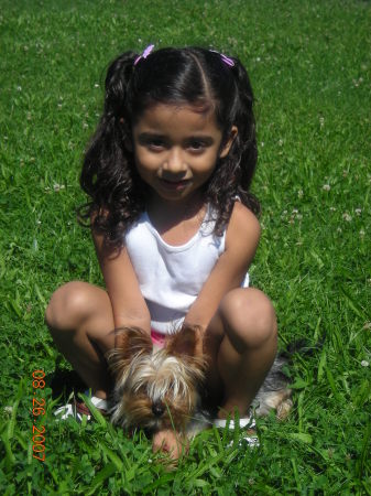 My daughter Grecia with her dog bambi