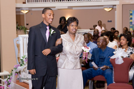 Denzel(my youngest)and Connie Bee at daughter's wedding