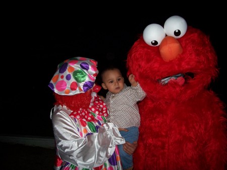 Marvin with elmo and the clown.