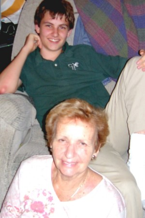 Our older son, Jon (jr.) and my mom, Gerry (age 77) ~ 2005