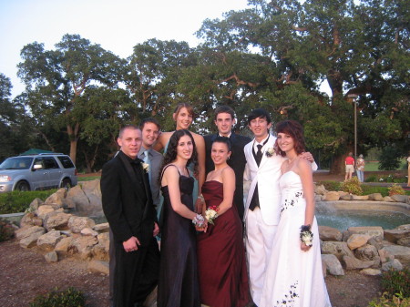 Christy (in red dress) at Prom with friends