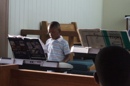 my son Colby playing the keyboards