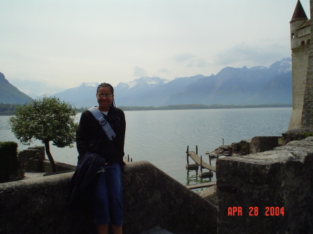 Me in Switzerland at the Chateau de Chillon overlooking Lake Geneva