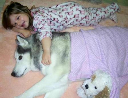 My daughter Emma & our husky 'Coby'