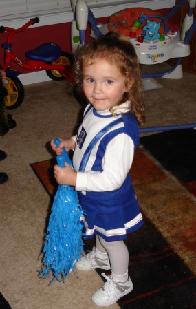 Alexandra trying out for the Duke Cheerleaders on Halloween