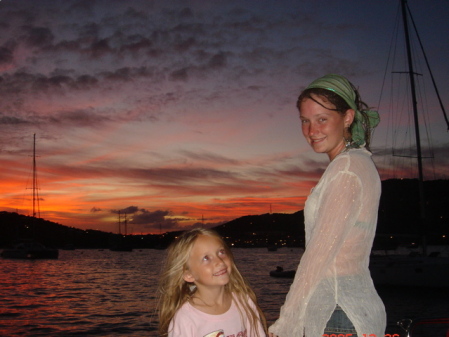 sailing in the Caribbean with my 2 daughters