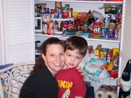 Me (without any make-up....eeek!)and my son Devin when he was 3 yrs. old (2003)....GO SKINS!