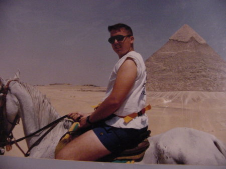 Riding horse back around the Pyramids of Egypt.