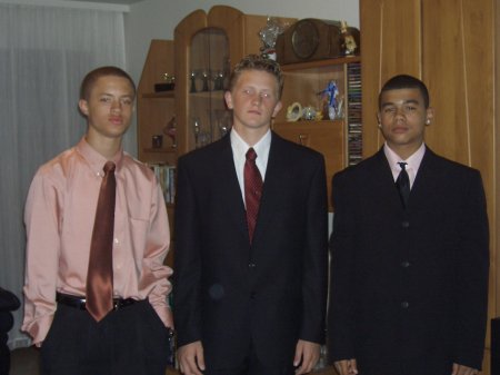 My son on the right, with his friends going to a school dance