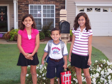 First day of school for Hannah, Jonathan and Abigail