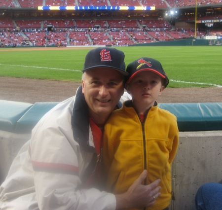 My grandson and I at the Cardinals game