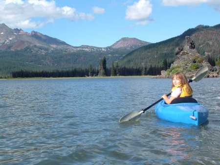 Alli and her new boat at Sparks Lake