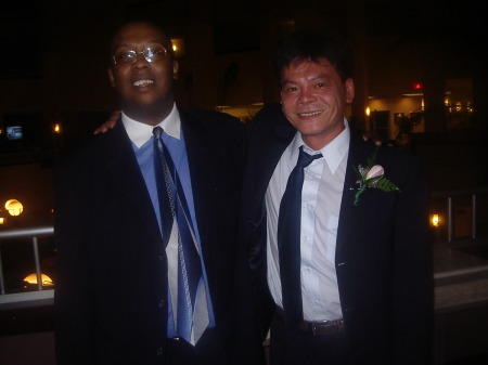 My uncle and I at a wedding reception