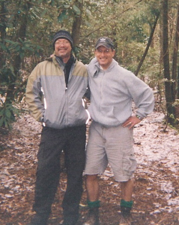 With Wes Kerlin, on lower App Trail, Apr2005.jpg