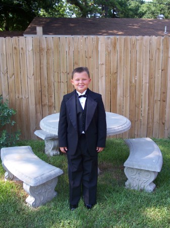 Nathan in the backyard before leaving to go to a wedding!