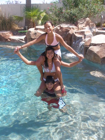 Clowning around in our pool.