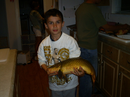 My son David and his fish.