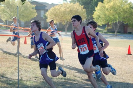 Sean #219 running Cross-Country Track