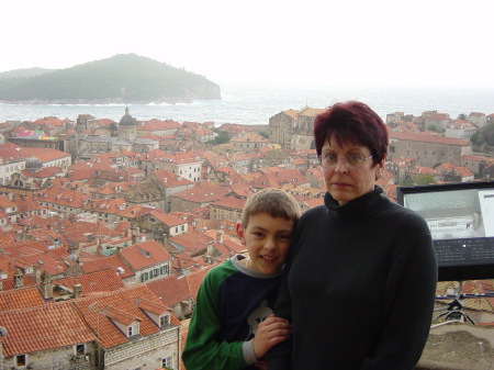 My son, Travis & Me on the wall in Dubrovnik
