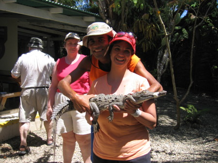 Hoding a baby Crocodile