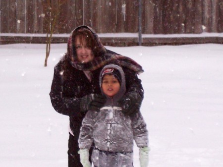 My son and I out playing in the snow