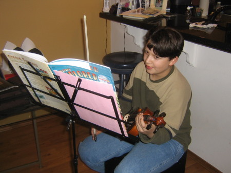 Luke (12) practicing Viola